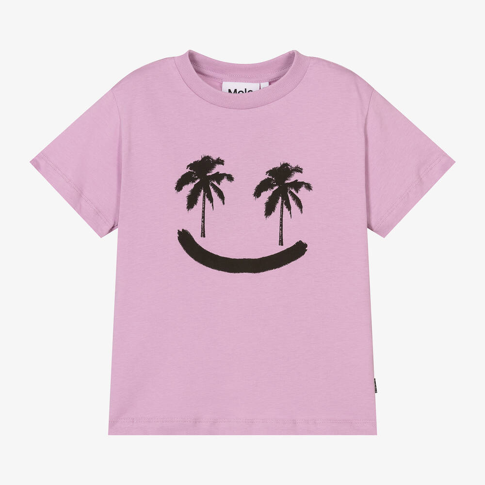 Molo - Purple Cotton Palm Tree T-Shirt | Childrensalon