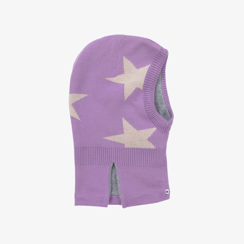 Molo - Purple Knitted Star Balaclava | Childrensalon