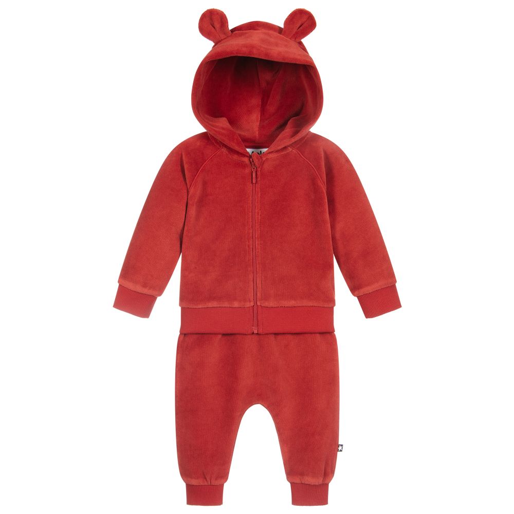 Molo Babies' Red Velour Tracksuit