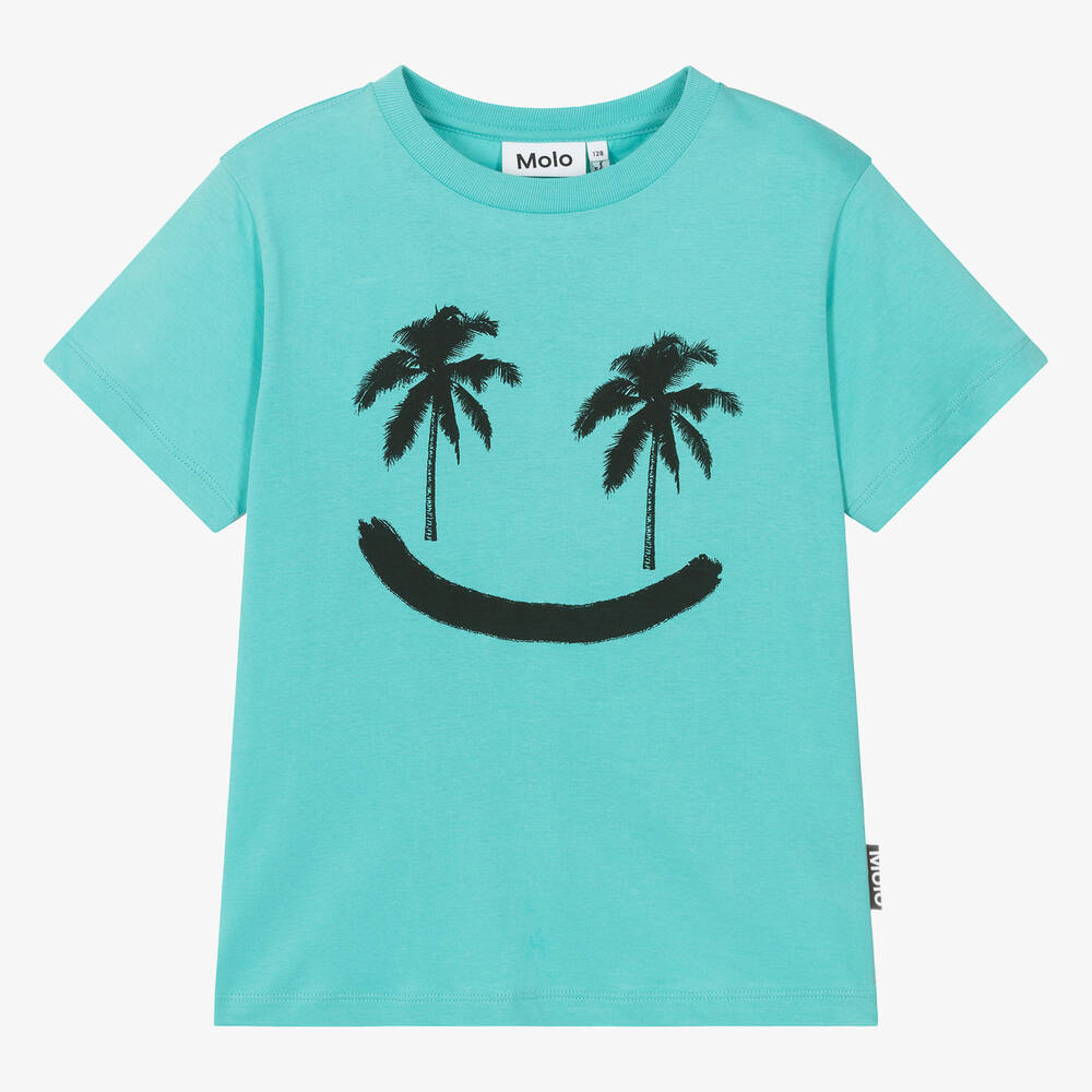 Molo - Teen Blue Cotton Palm Tree T-Shirt | Childrensalon