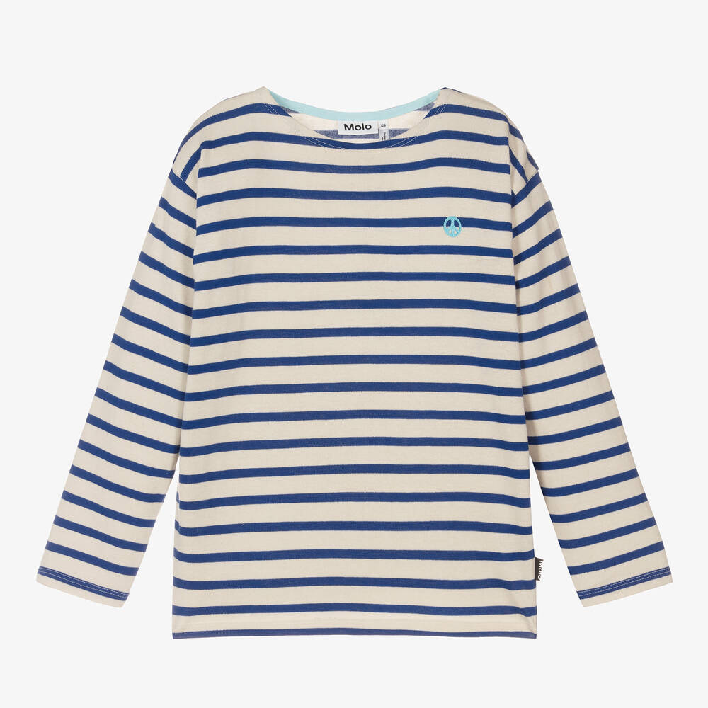 Molo - Teen Blue & Ivory Striped Cotton Top | Childrensalon