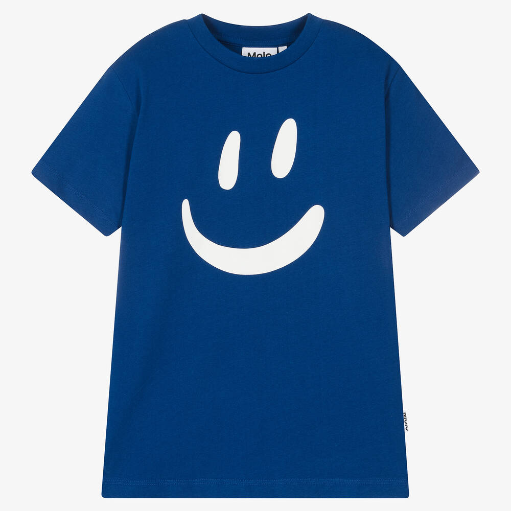 Molo Teen Blue Organic Cotton Smile T-shirt