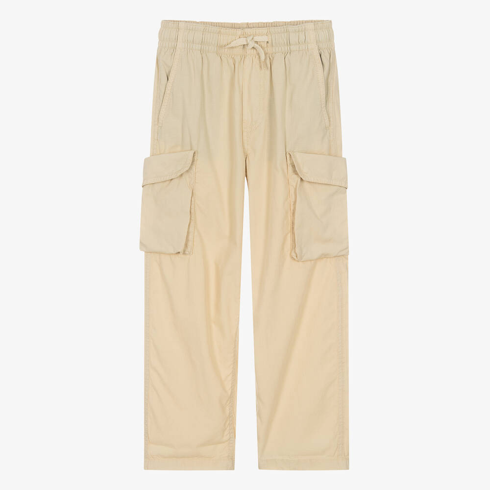 Molo - Teen Boys Beige Cotton Relaxed Fit Trousers | Childrensalon