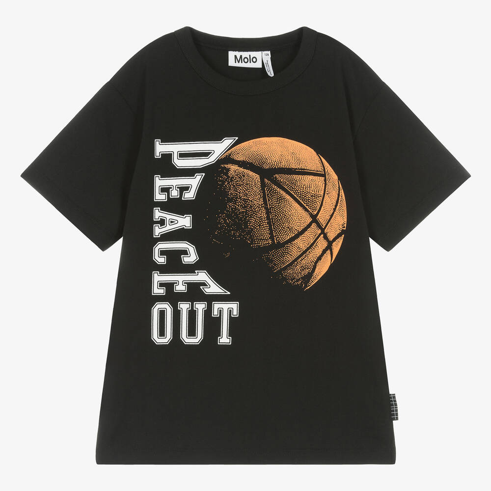 Molo - Teen Boys Black Basketball Cotton T-Shirt | Childrensalon