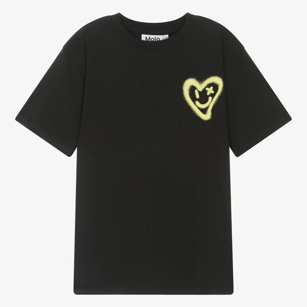 Molo - Teen Boys Black Organic Cotton T-Shirt | Childrensalon