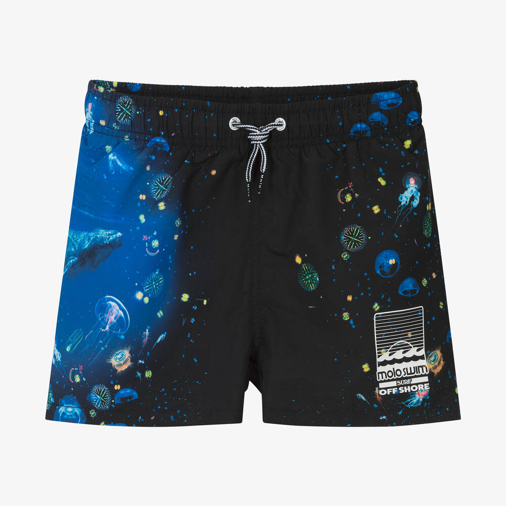 Molo - Teen Boys Black Plankton Swim Shorts (UPF50+) | Childrensalon