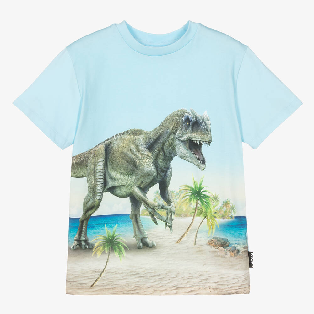 Molo - Teen Boys Blue Dinosaur T-Shirt | Childrensalon