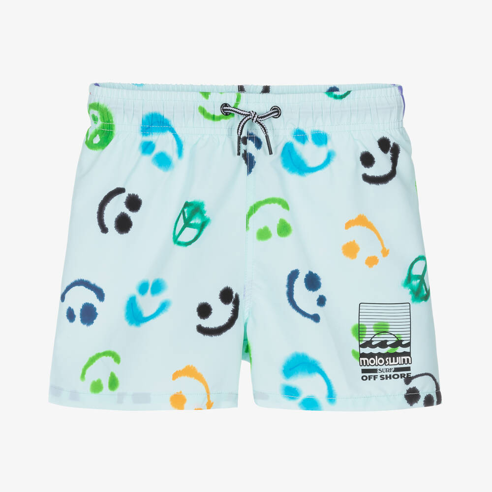 Molo - Teen Boys Blue Smile Swim Shorts (UPF50+) | Childrensalon