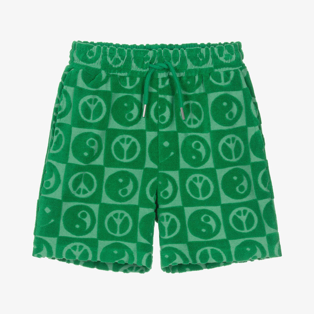 Molo - Teen Boys Green Cotton Towelling Shorts | Childrensalon