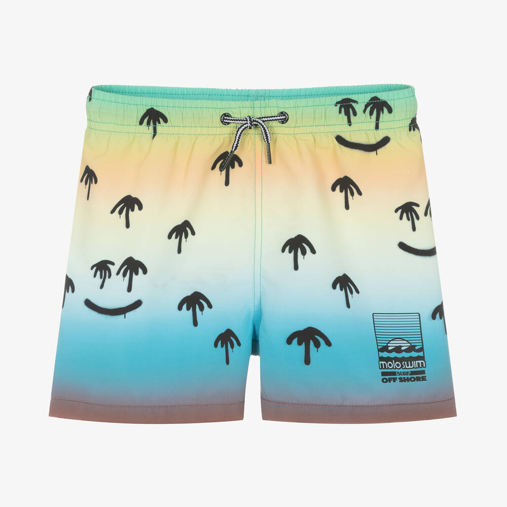 Molo - Teen Boys Green Palm Spray Swim Shorts (UPF50+) | Childrensalon