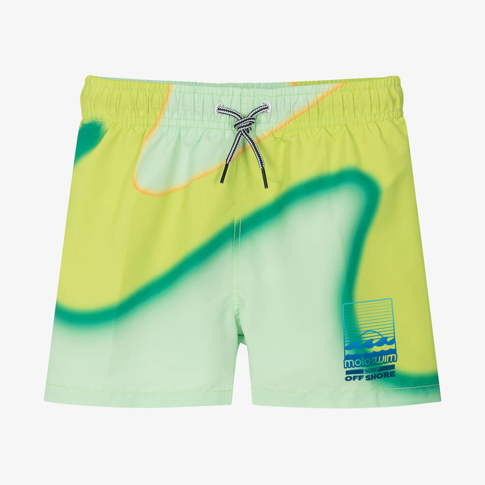 Molo - Teen Boys Green Wave Swim Shorts (UPF50+) | Childrensalon