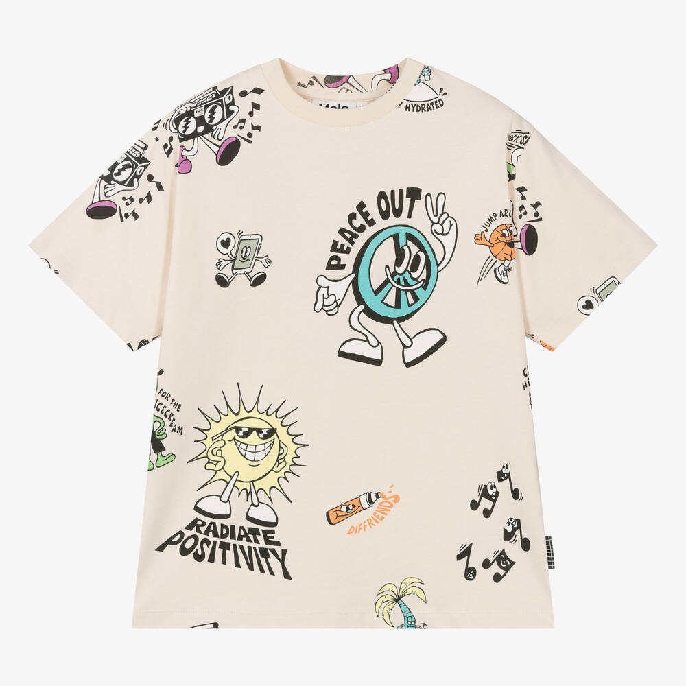 Molo - Teen Boys Ivory Cotton Graphic T-Shirt | Childrensalon