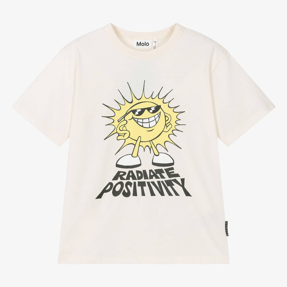 Molo - Teen Boys Ivory Sunshine Cotton T-Shirt | Childrensalon