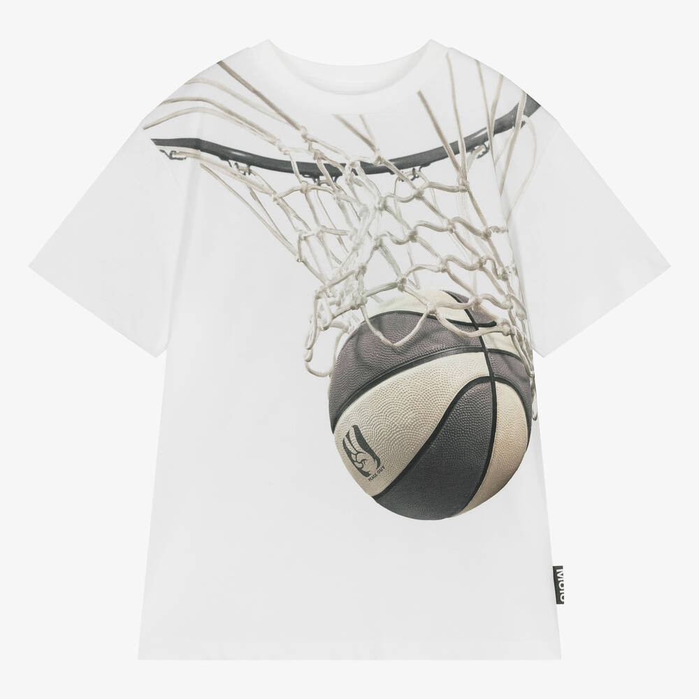 Molo - Teen Boys White Basketball Cotton T-Shirt | Childrensalon