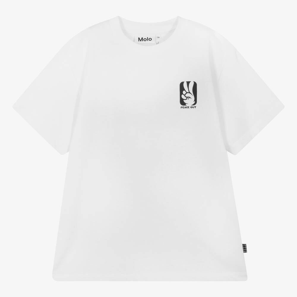 Molo - Teen Boys White Basketball Print Cotton T-Shirt | Childrensalon