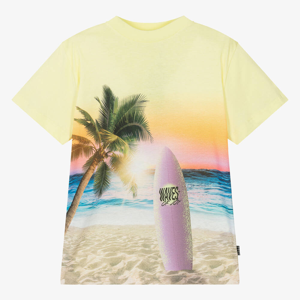Molo - Teen Boys Yellow Cotton Surf T-Shirt | Childrensalon