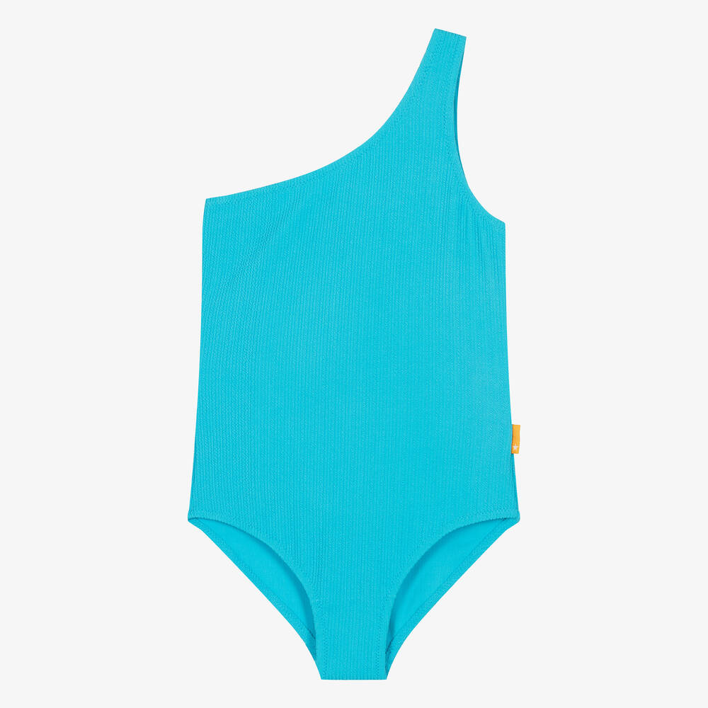 Molo - Teen Girls Blue Asymmetric Swimsuit (UPF50+) | Childrensalon