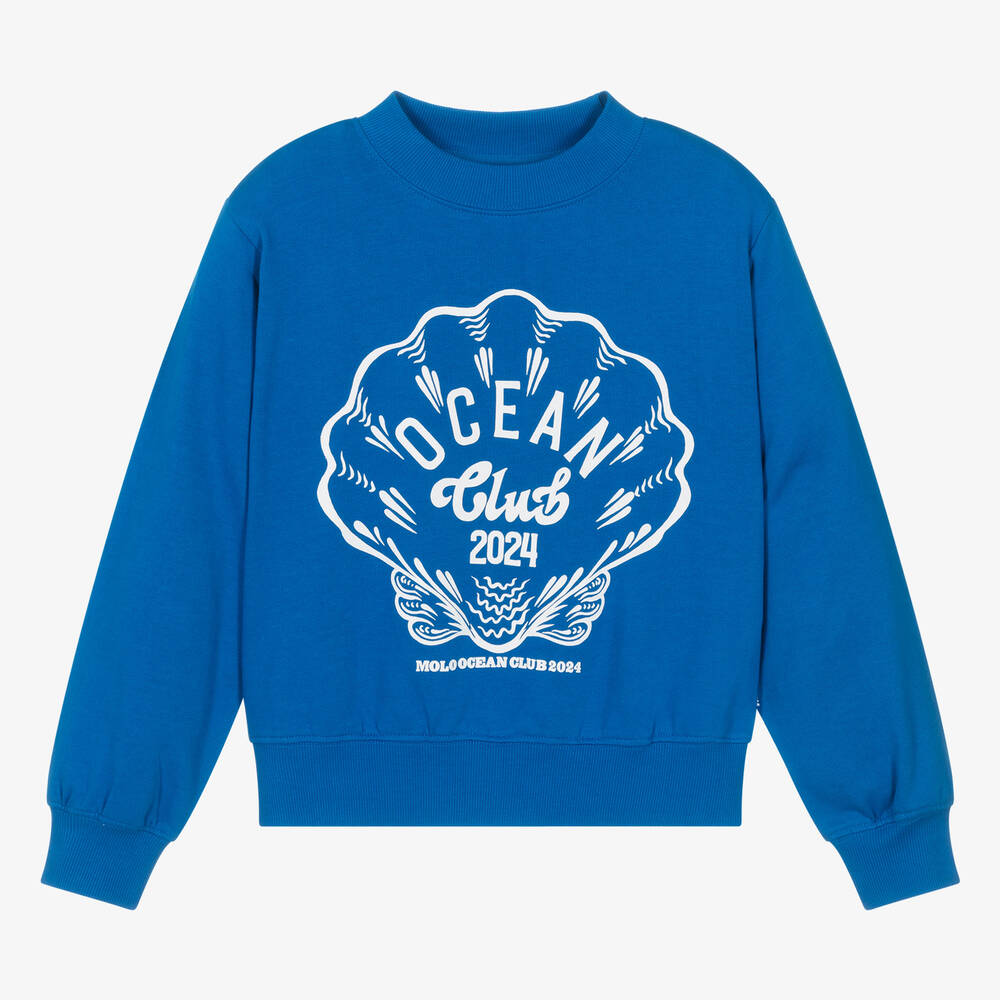 Shop Molo Teen Girls Blue Cotton Sweatshirt