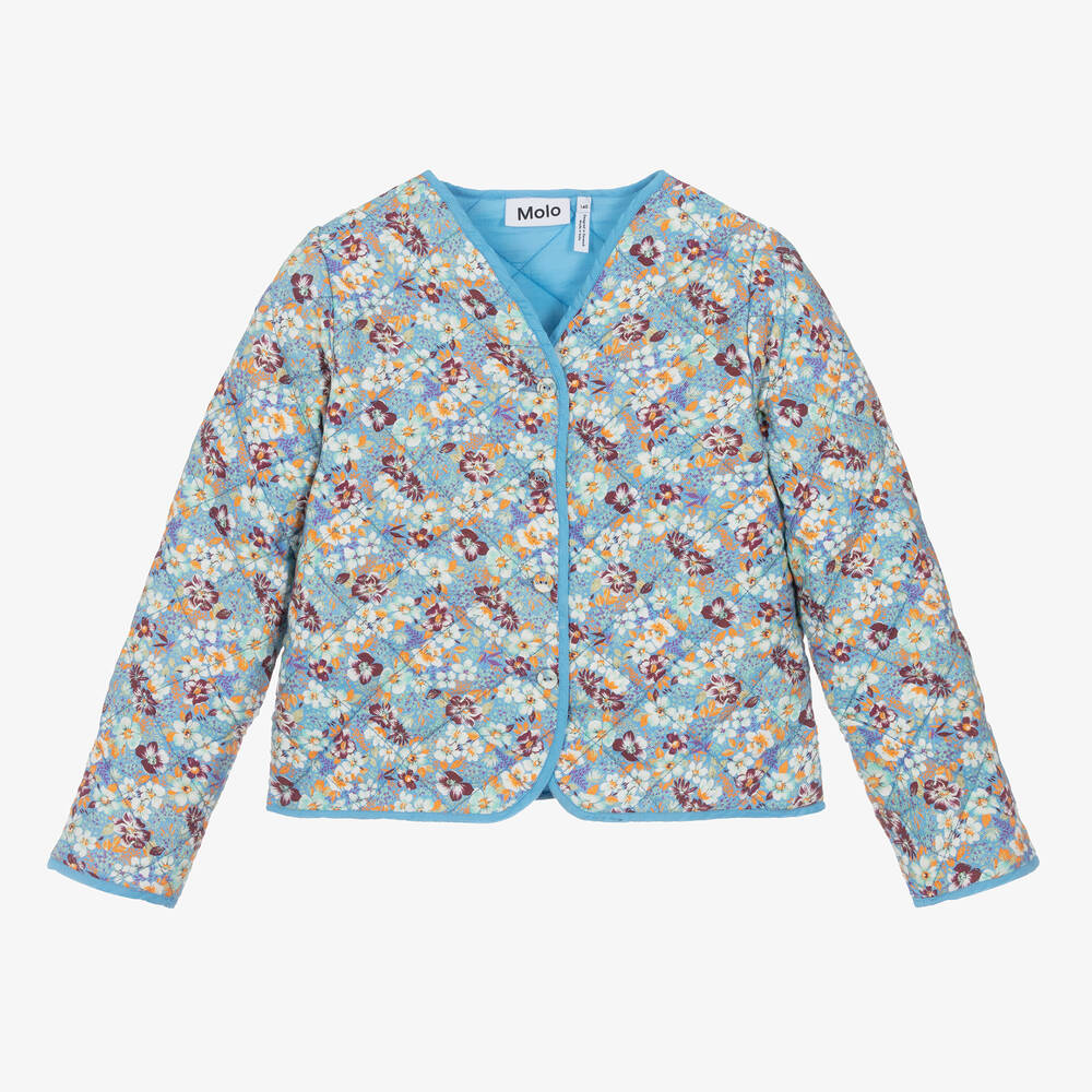 Molo - Veste bleue en coton à fleurs ado | Childrensalon