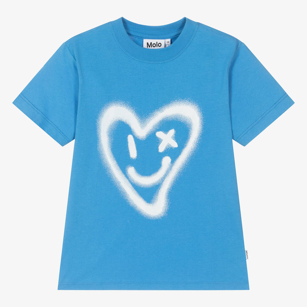 Molo - Teen Girls Blue Organic Cotton T-Shirt | Childrensalon