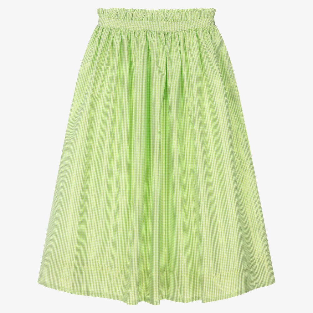 Molo - Teen Girls Green Gingham Skirt | Childrensalon