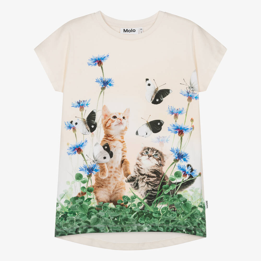 Molo - Teen Girls Ivory Cotton T-Shirt | Childrensalon