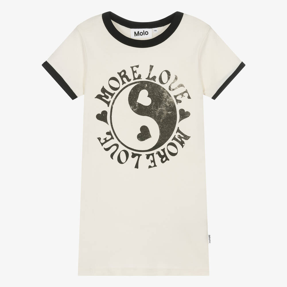 Molo Kids' More Love Organic Cotton T-shirt In Ivory