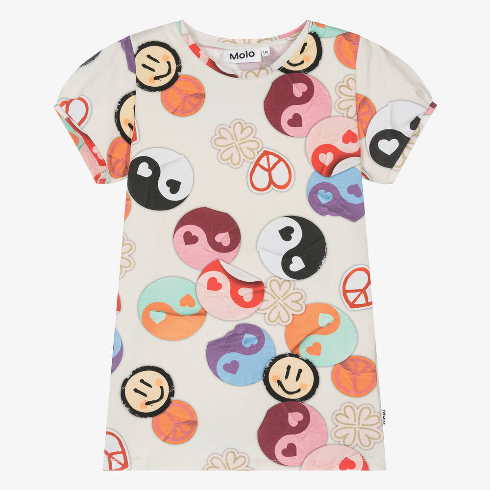 Molo - Teen Girls Ivory Organic Cotton T-Shirt | Childrensalon