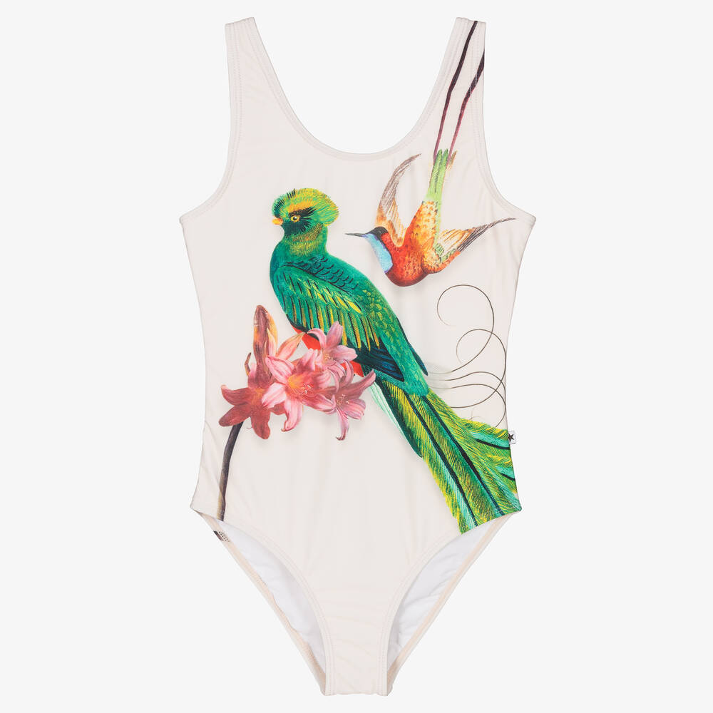 Molo - Teen Girls Ivory Paradise Bird Swimsuit (UPF 50+) | Childrensalon