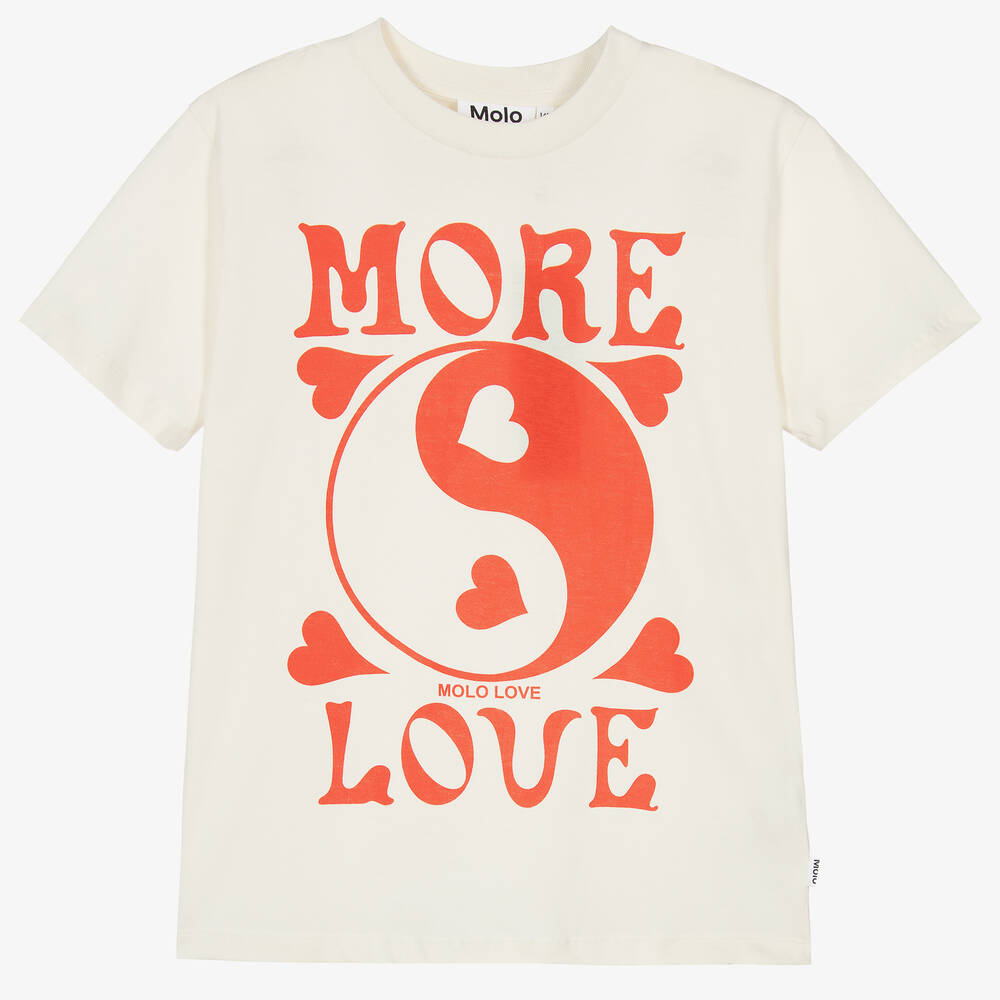 Molo - Кремовая хлопковая футболка с символом инь-янь для девочек-подростков | Childrensalon