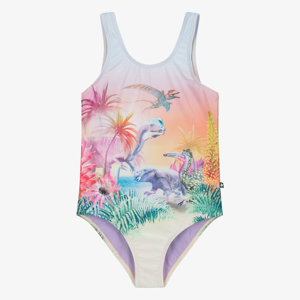 Molo - Teen Girls Pink Dinosaur Swimsuit (UPF50+) | Childrensalon