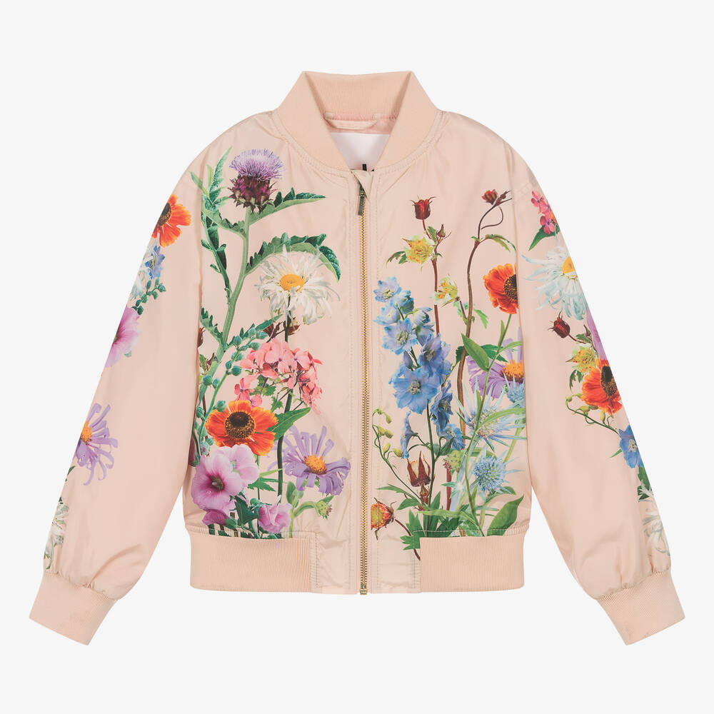 Molo - Teen Girls Pink Floral Bomber Jacket | Childrensalon