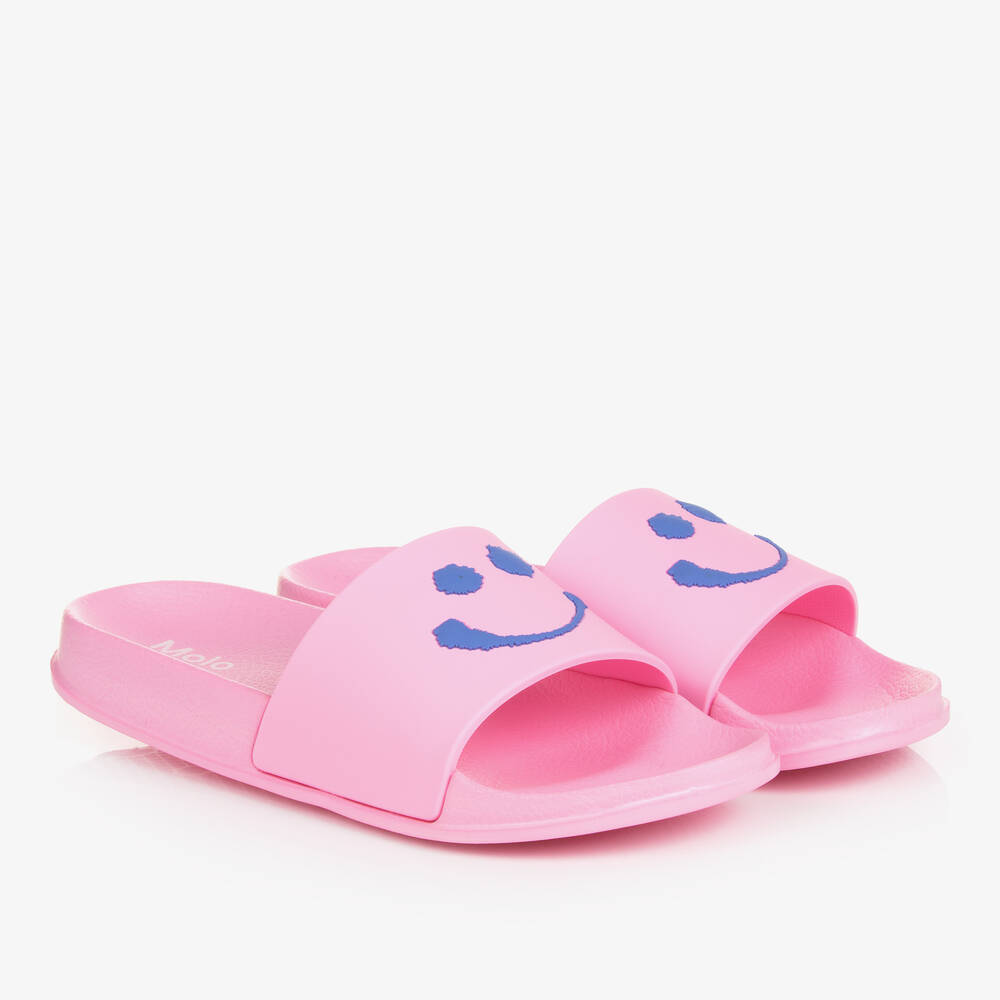 Molo - Teen Girls Pink Smiling Face Sliders | Childrensalon