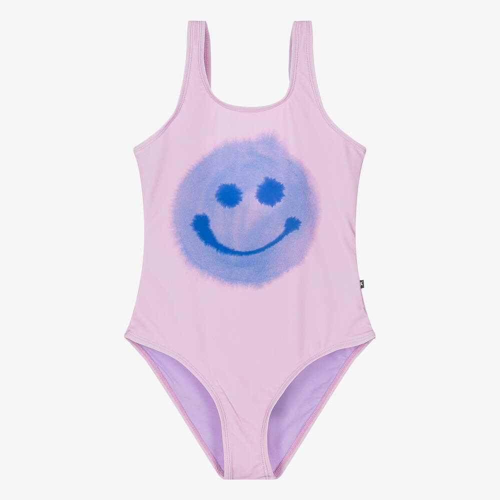 Molo - Teen Girls Pink Smiling Face Swimsuit (UPF50+) | Childrensalon