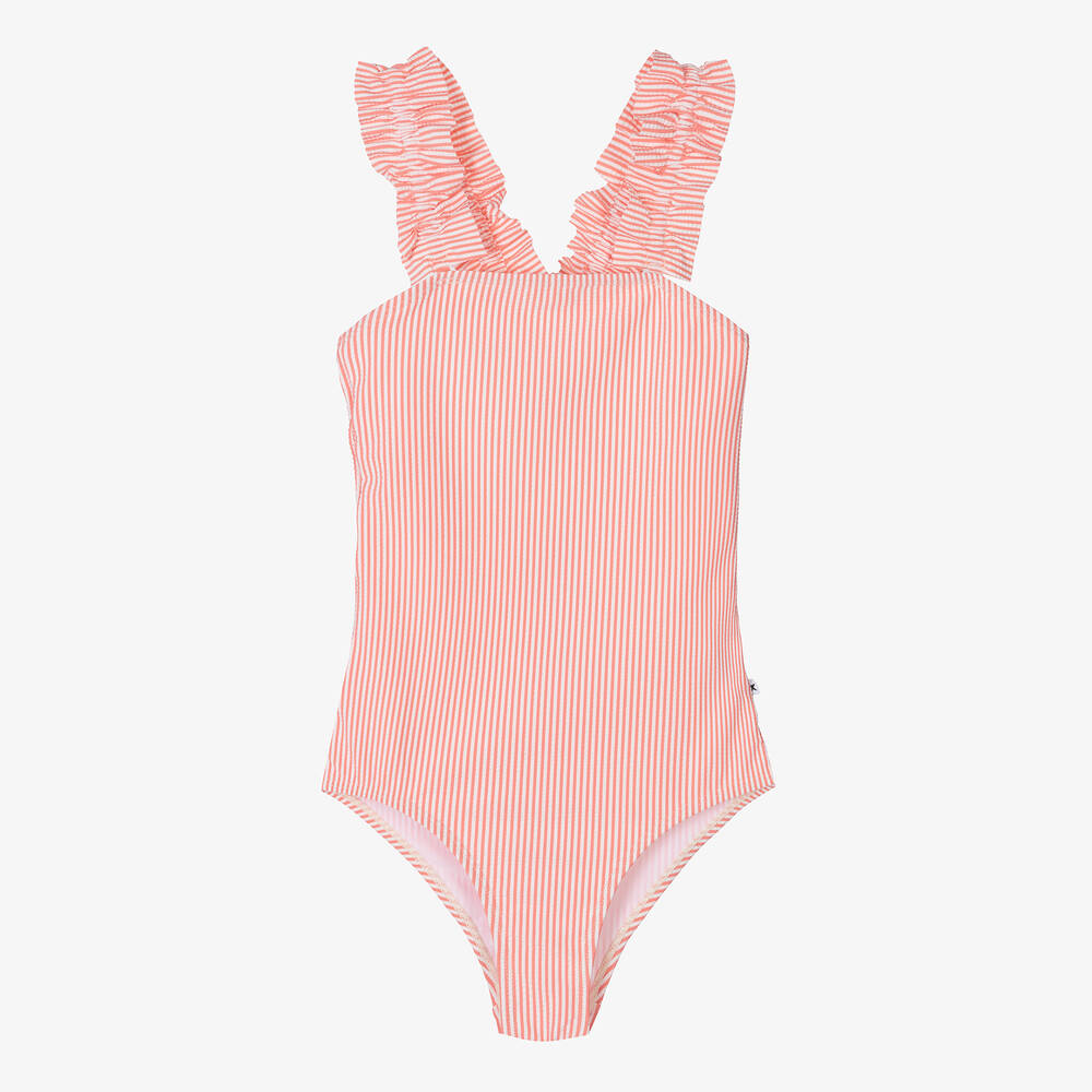 Molo - Teen Girls Pink Stripe Swimsuit (UPF50+) | Childrensalon