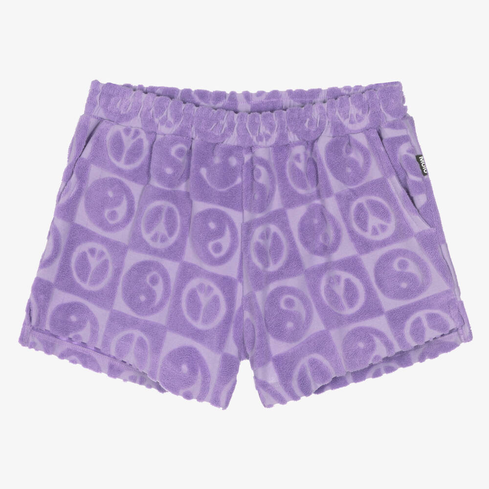 Molo - Teen Girls Purple Cotton Towelling Shorts | Childrensalon