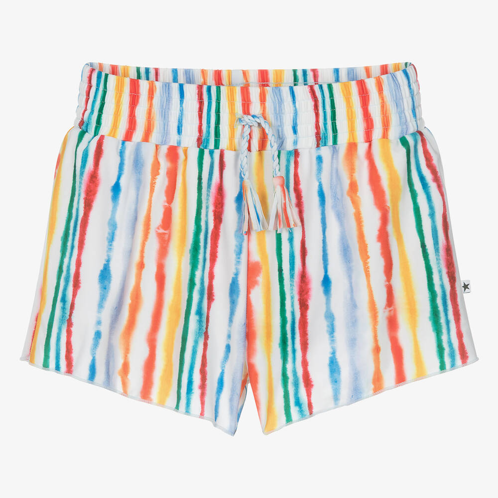 Molo Teen Girls Rainbow Swim Shorts (upf50+) In White