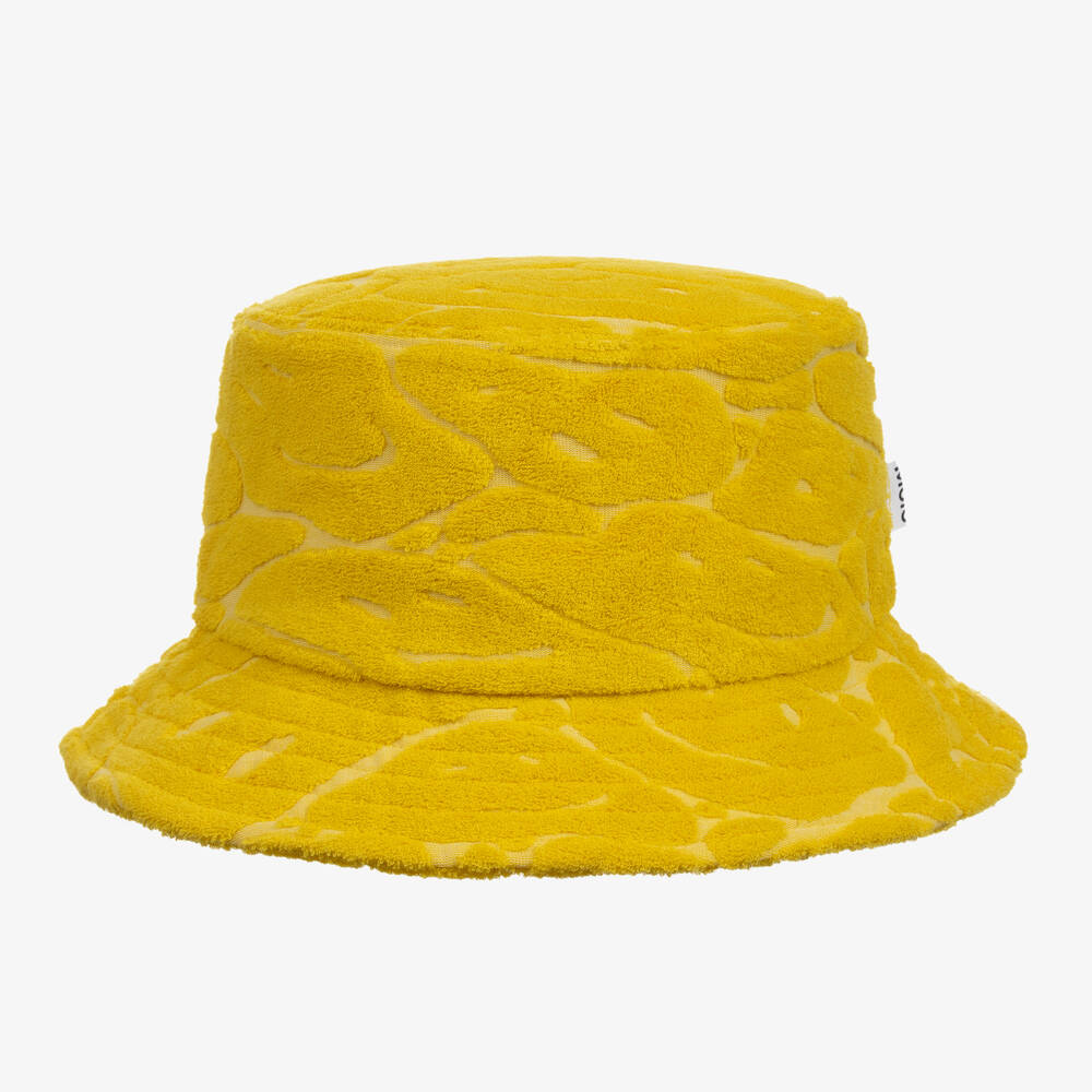 Shop Molo Yellow Cotton Towelling Bucket Hat