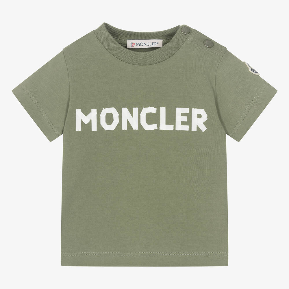 Moncler Enfant - Baby Boys Khaki Green Cotton T-Shirt | Childrensalon