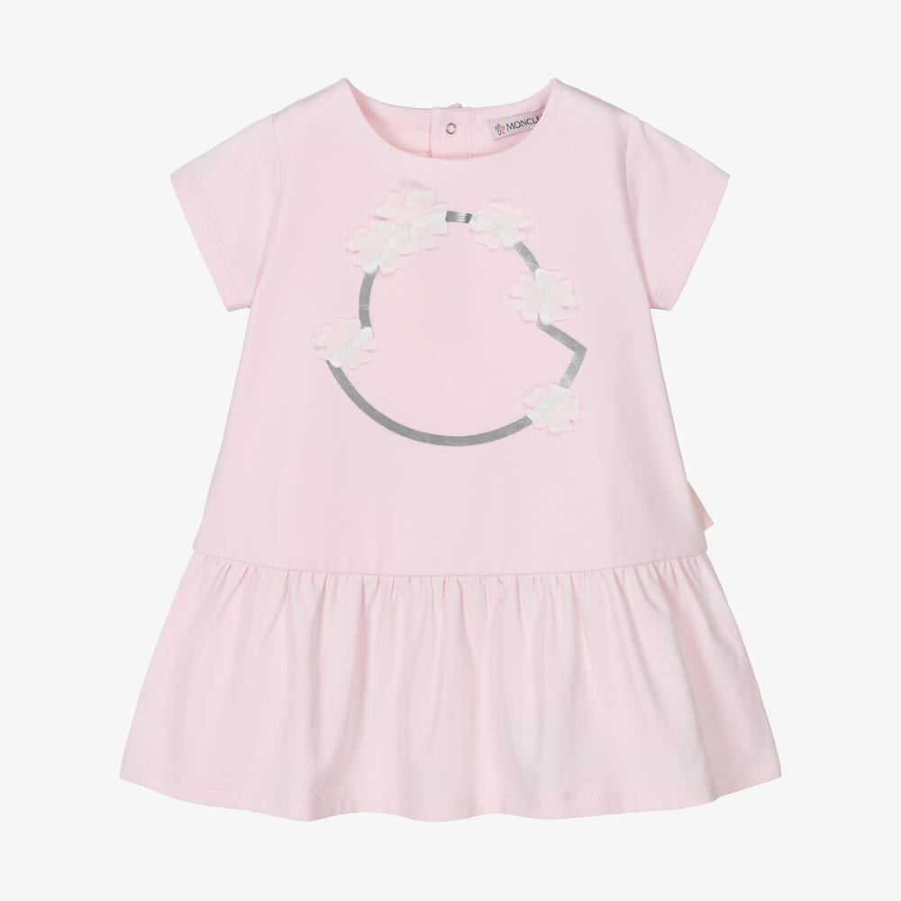 Moncler Enfant - Розовое хлопковое платье для малышек | Childrensalon