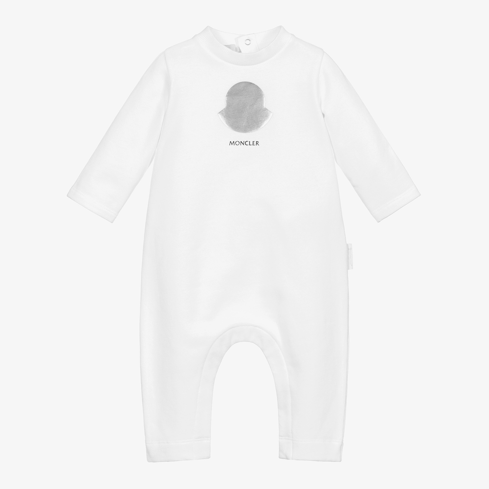 Moncler Enfant - Baby White Cotton Romper | Childrensalon