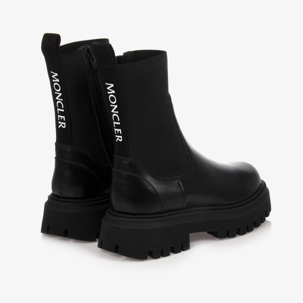 Moncler Enfant - Black Leather Chelsea Boots | Childrensalon