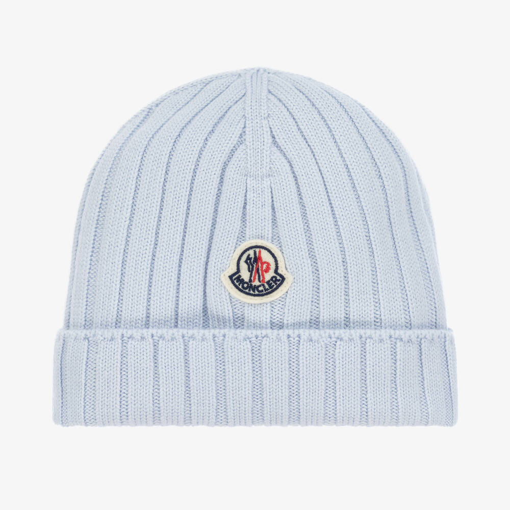 Moncler Enfant - Blue Wool Knit Beanie Hat | Childrensalon