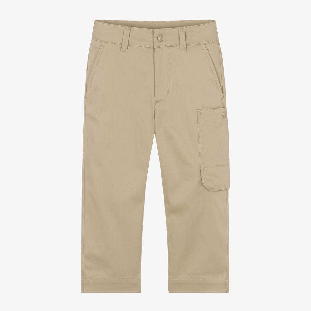 Moncler Enfant - Boys Beige Cotton Cargo Trousers | Childrensalon