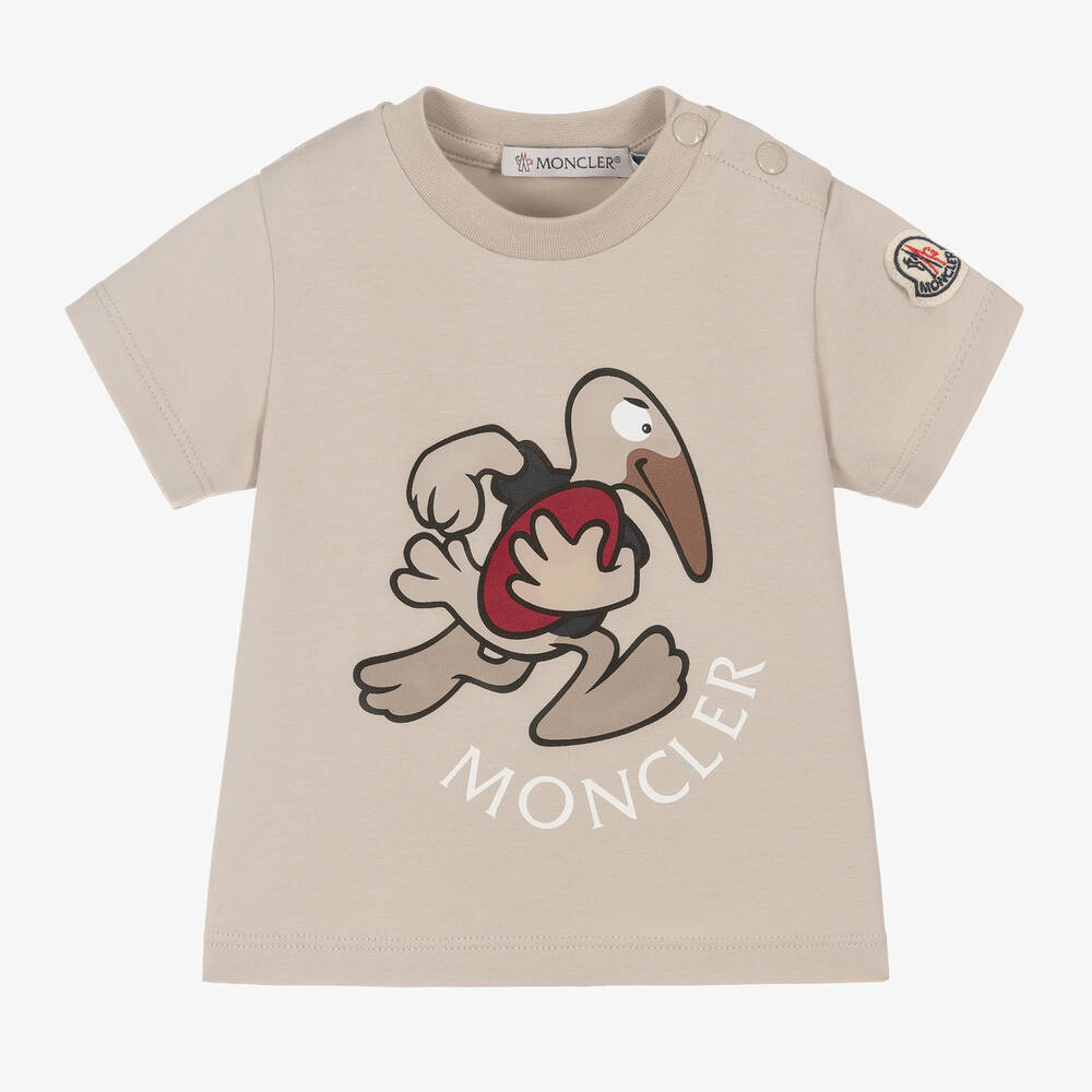 Moncler Enfant - Boys Beige Cotton MonDuck T-Shirt | Childrensalon