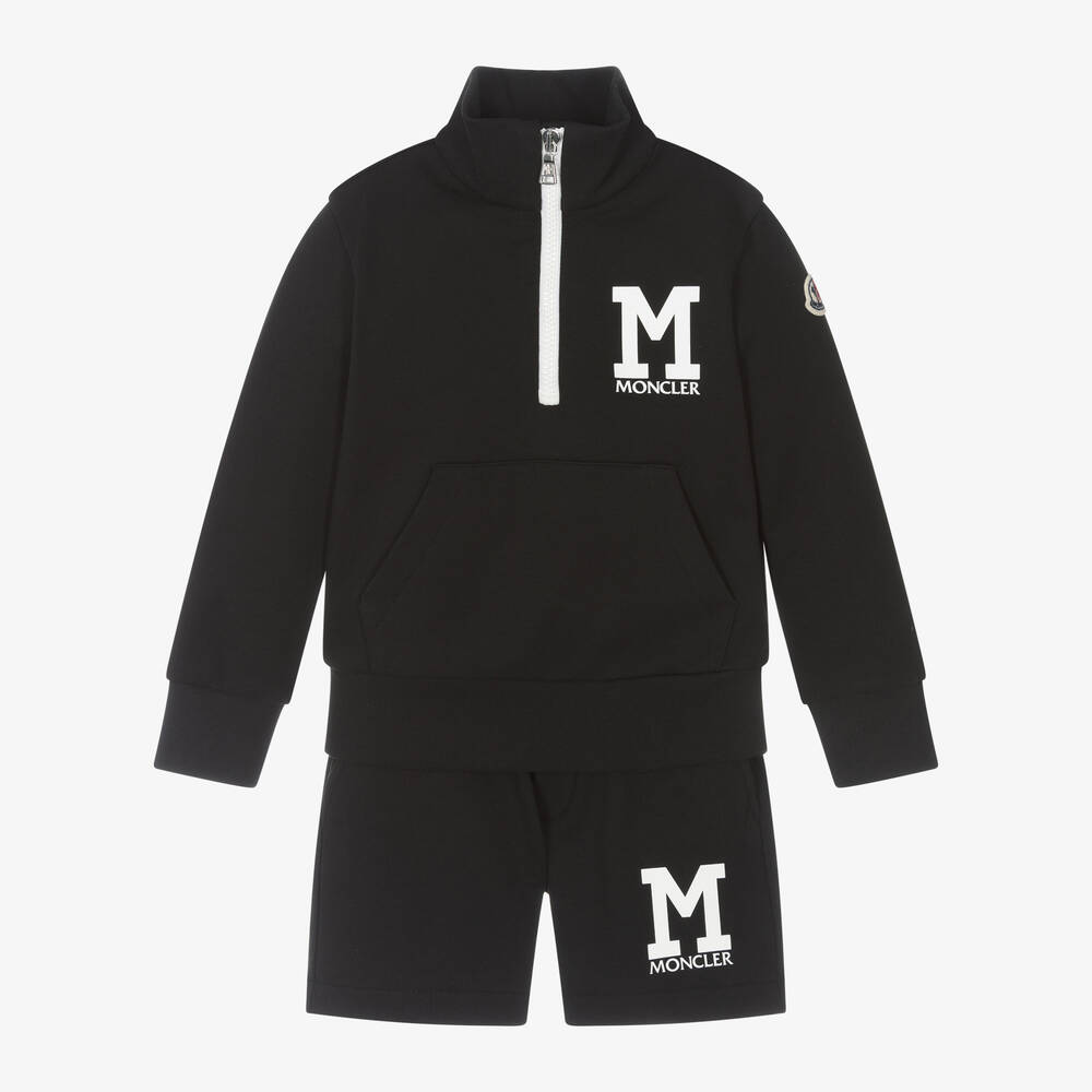 Moncler Enfant - Boys Black Cotton Jersey Shorts Set | Childrensalon