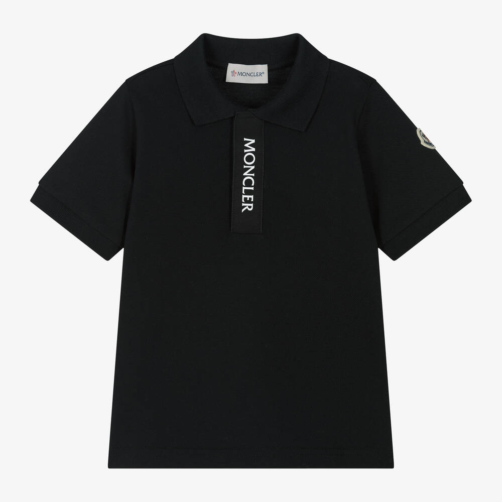 Moncler Enfant - Boys Black Cotton Polo Shirt | Childrensalon