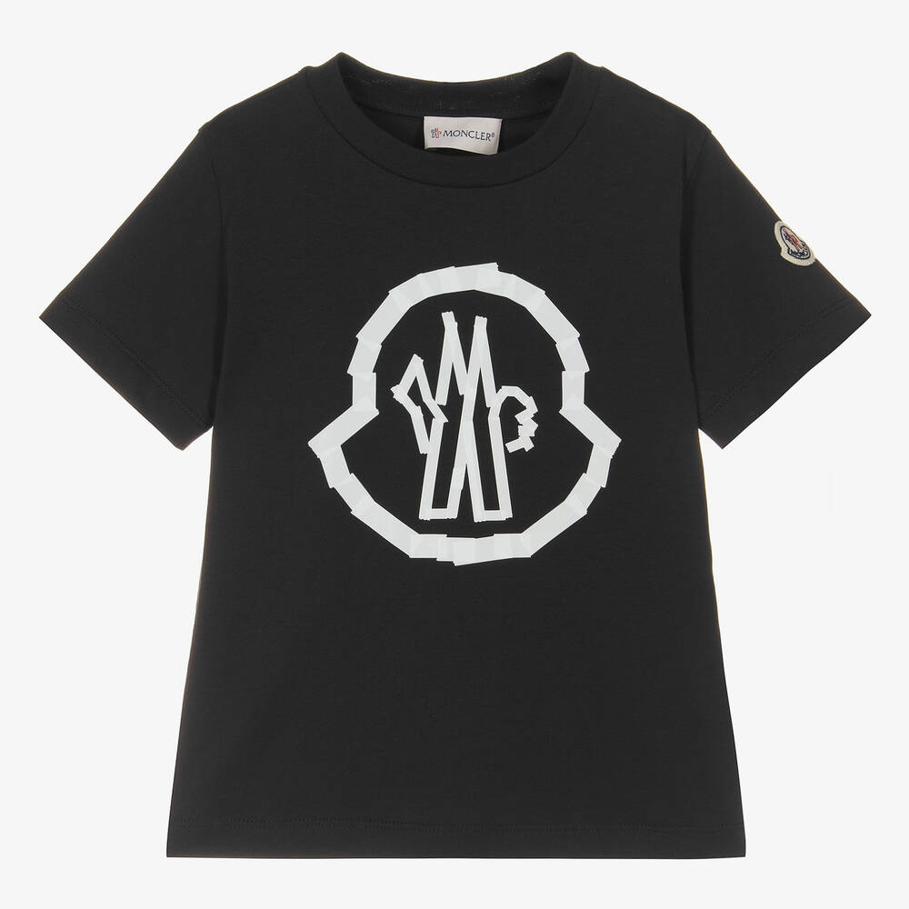 Moncler Enfant - Boys Black Cotton T-Shirt | Childrensalon