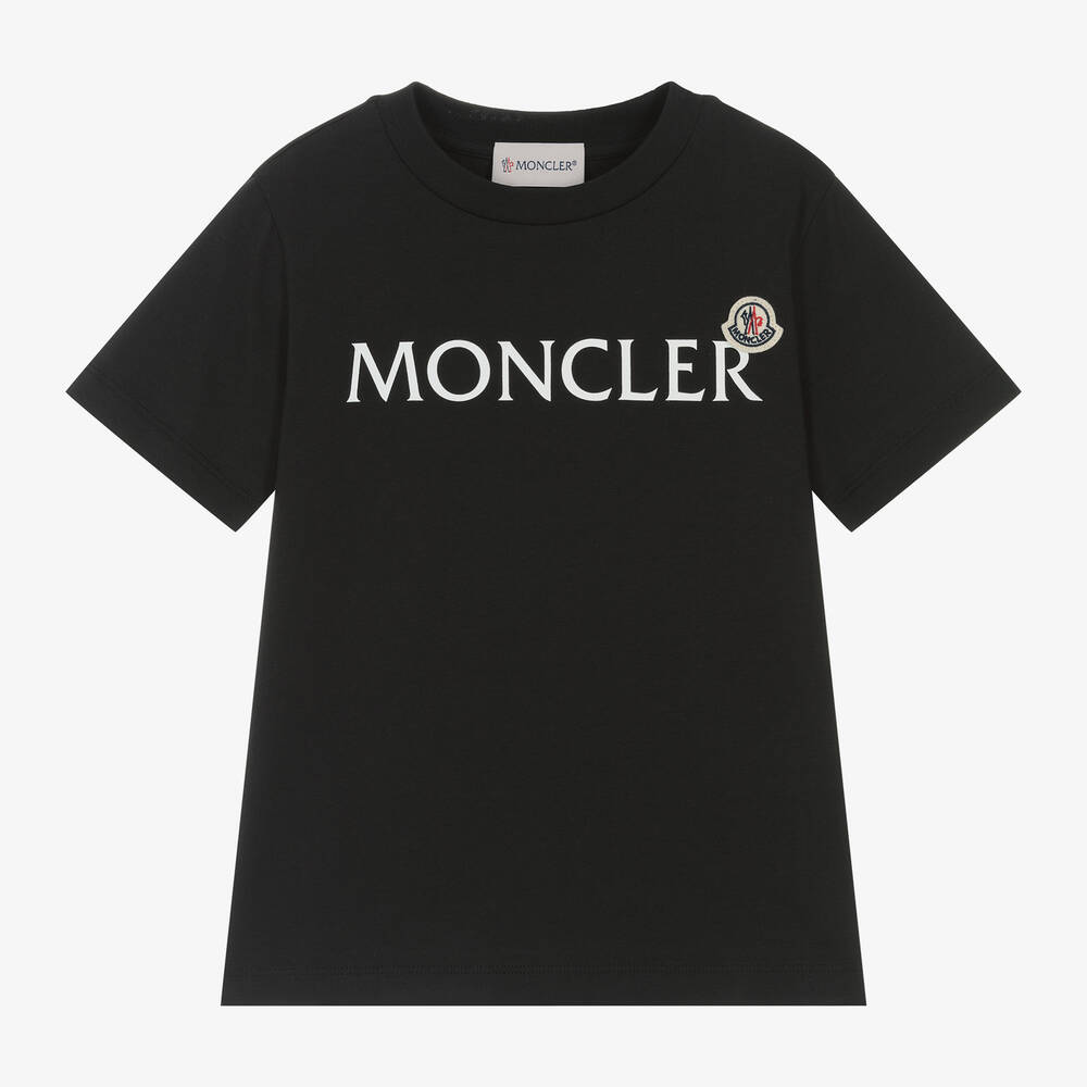 Moncler Enfant - Boys Black Cotton T-Shirt | Childrensalon