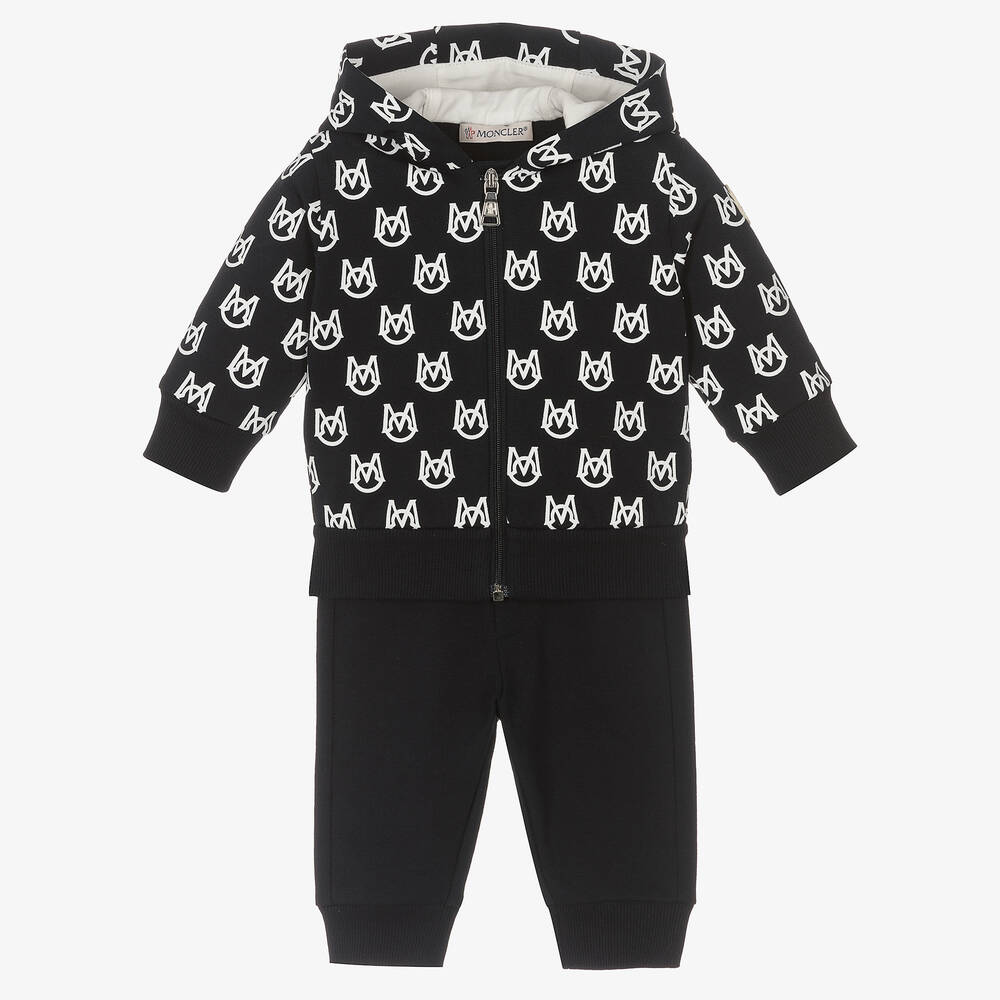 Moncler Enfant - Survêtement noir et blanc en coton | Childrensalon